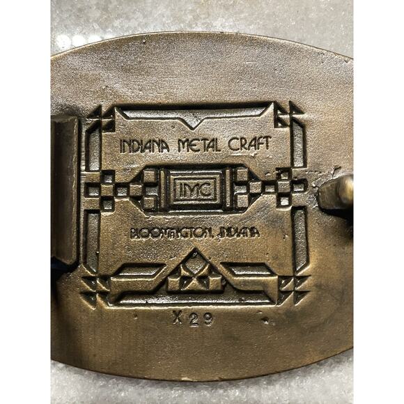 Vintage VICTOR His Master’s Voice Indiana Metal Craft Solid Brass Belt Buckle - Picture 5 of 5